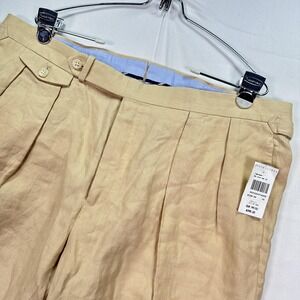 Polo Ralph Lauren Linen Pants Mens 38 x 34 Tan Pleated Trousers Khaki NWT $398